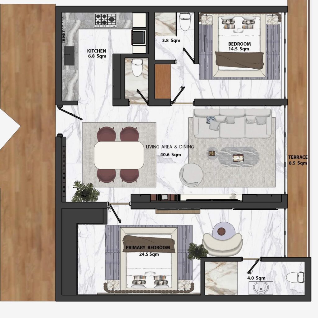 Architectural layout illustration for Brum Height 12 - The Galactic