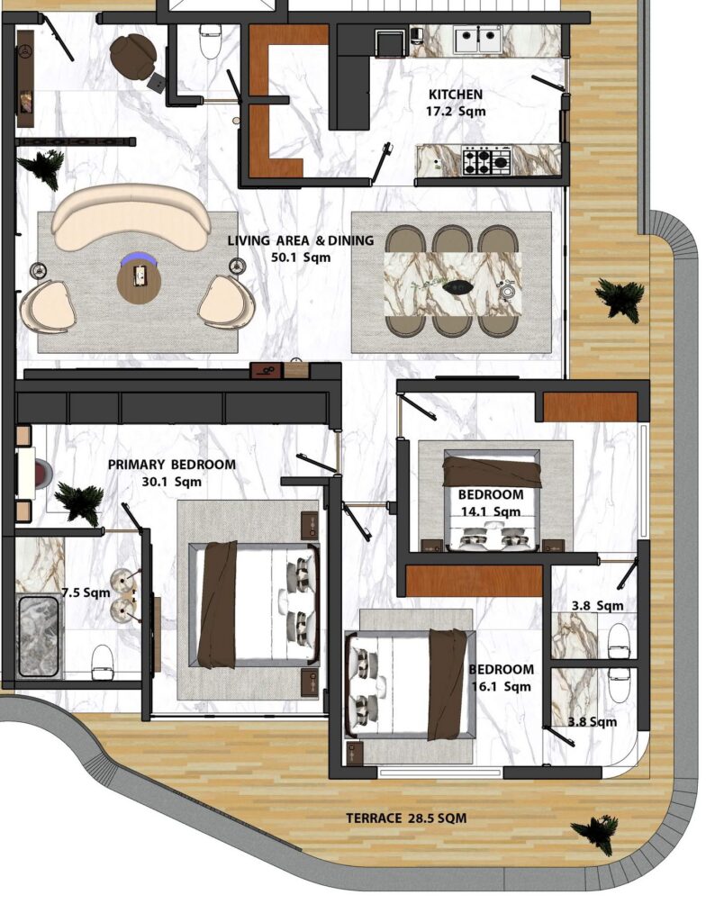 Architectural layout illustration for Brum Height 12 - The Galactic