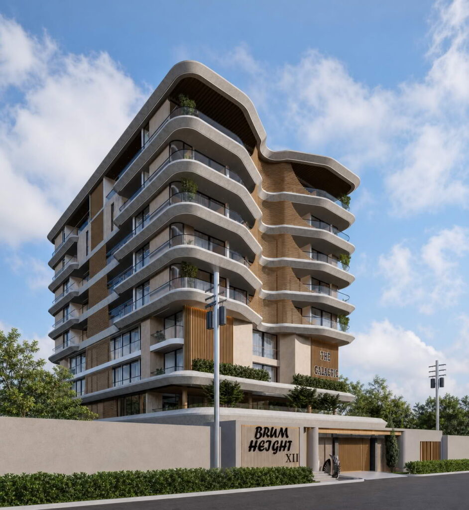 Exterior architectural render of Brum Height 12 - The Galactic in Victoria Island