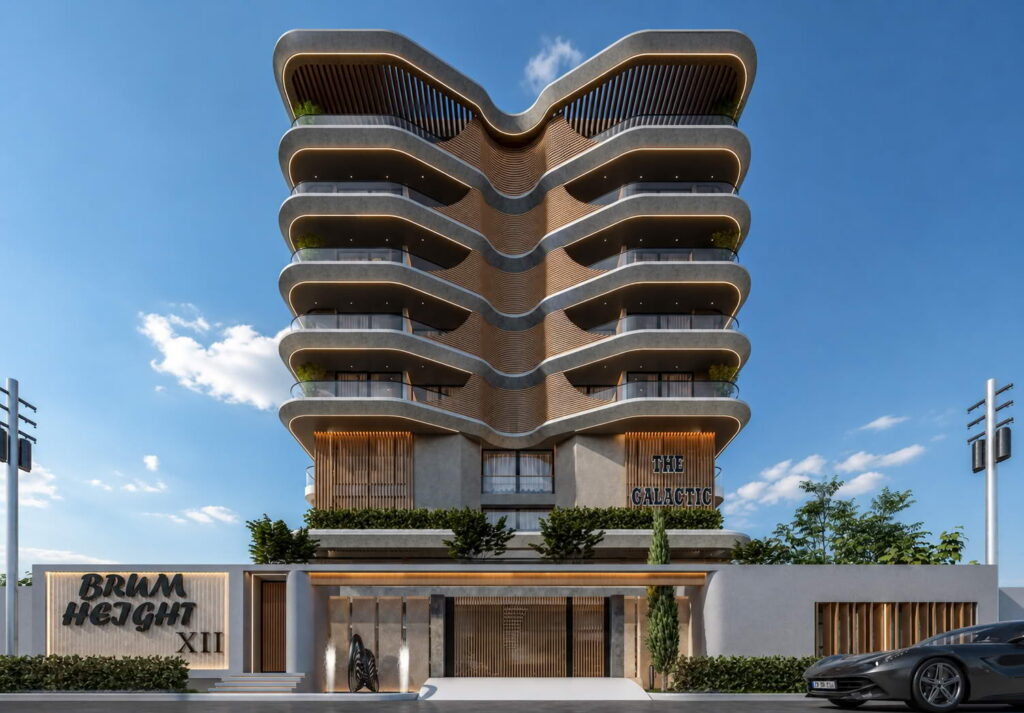 Exterior architectural render of Brum Height 12 - The Galactic in Victoria Island