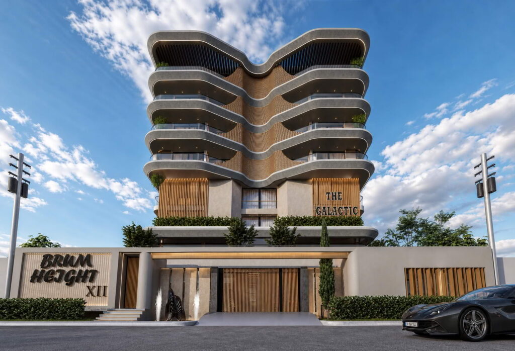 Exterior architectural render of Brum Height 12 - The Galactic in Victoria Island