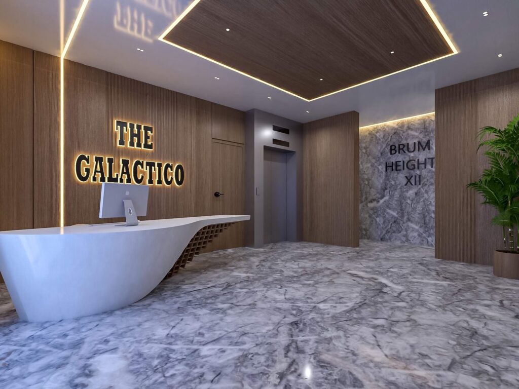 Shared pool, concierge and coworking amenity area at Brum Height 12 - The Galactic