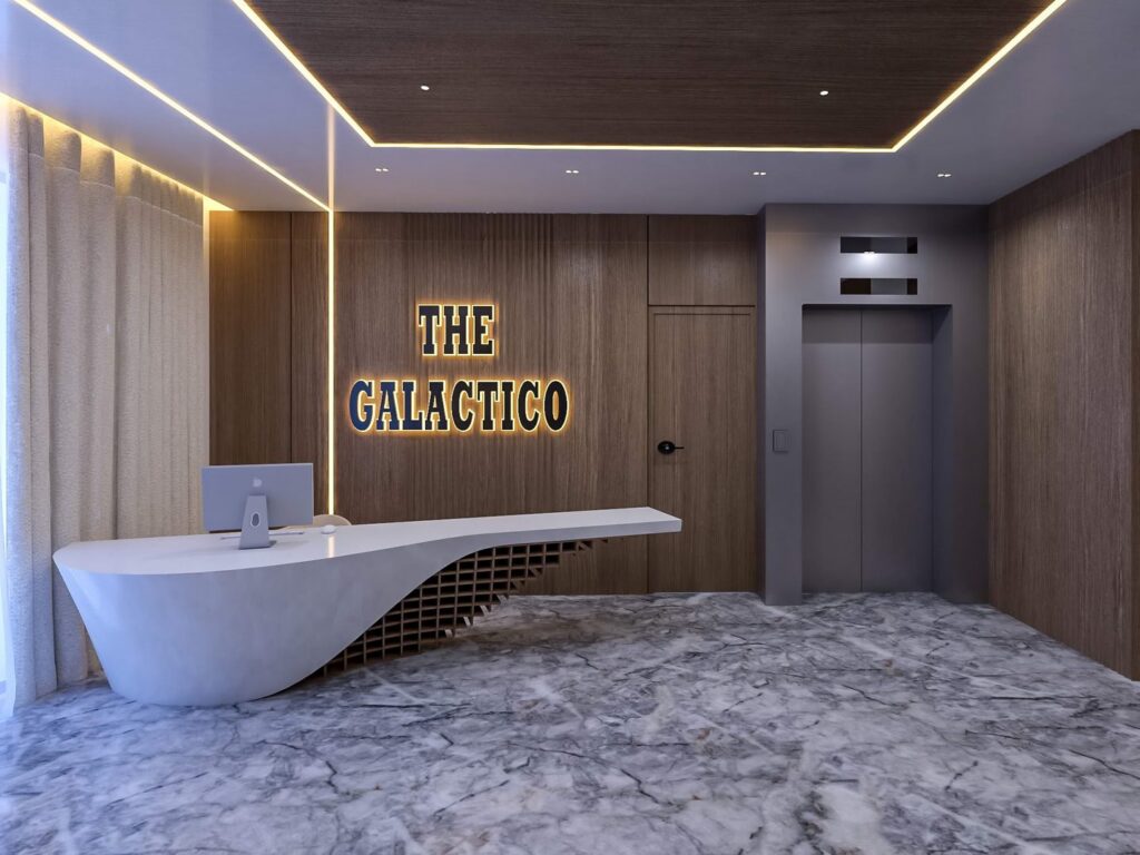 Shared pool, concierge and coworking amenity area at Brum Height 12 - The Galactic