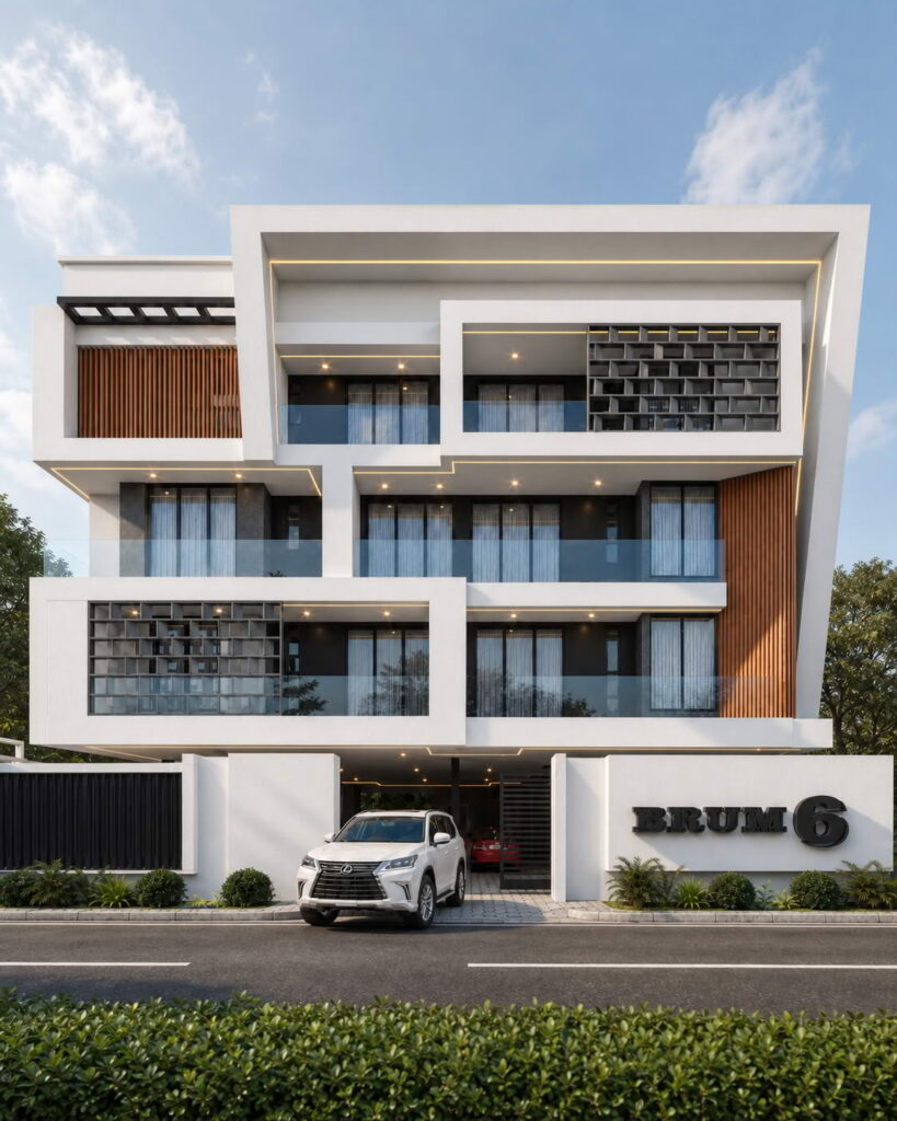 Exterior architectural render of Brum Height 6 in Lekki Phase 1