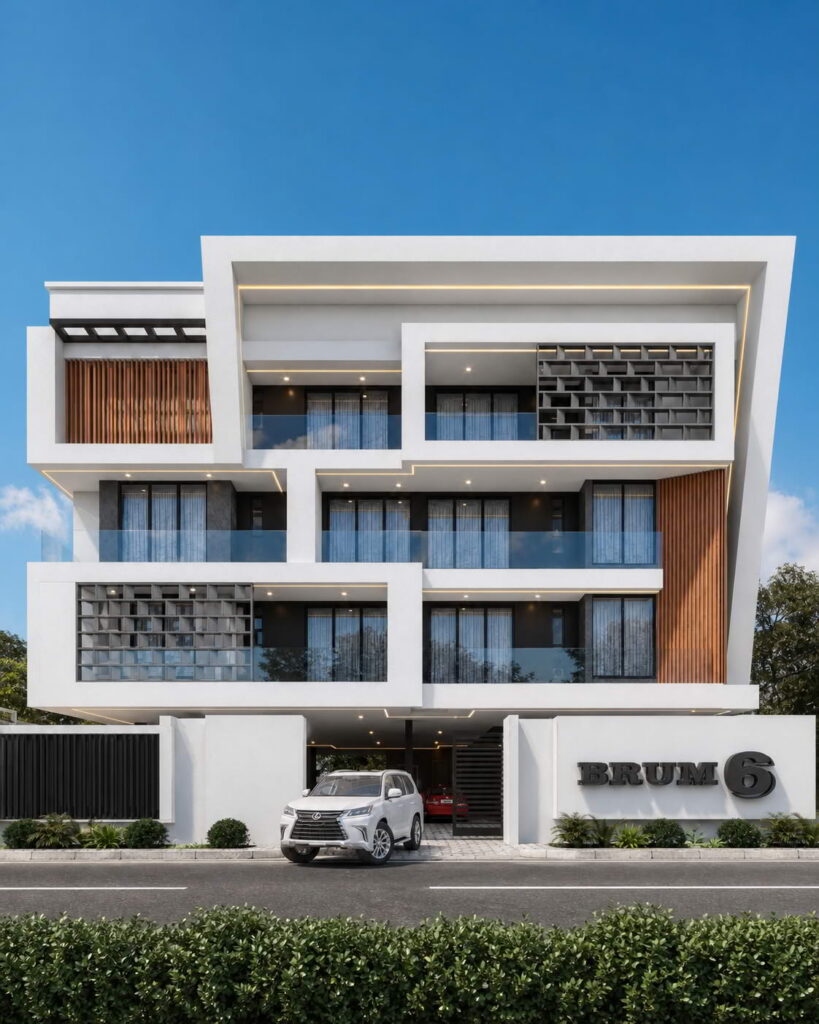 Exterior architectural render of Brum Height 6 in Lekki Phase 1