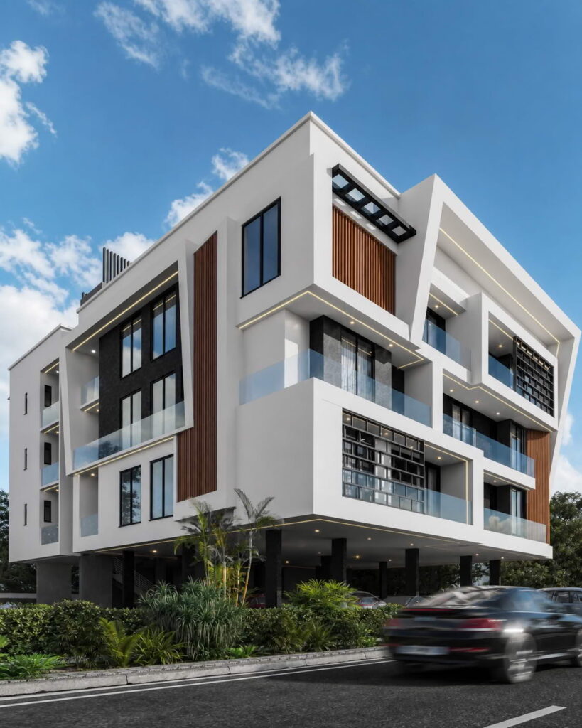 Exterior architectural render of Brum Height 6 in Lekki Phase 1